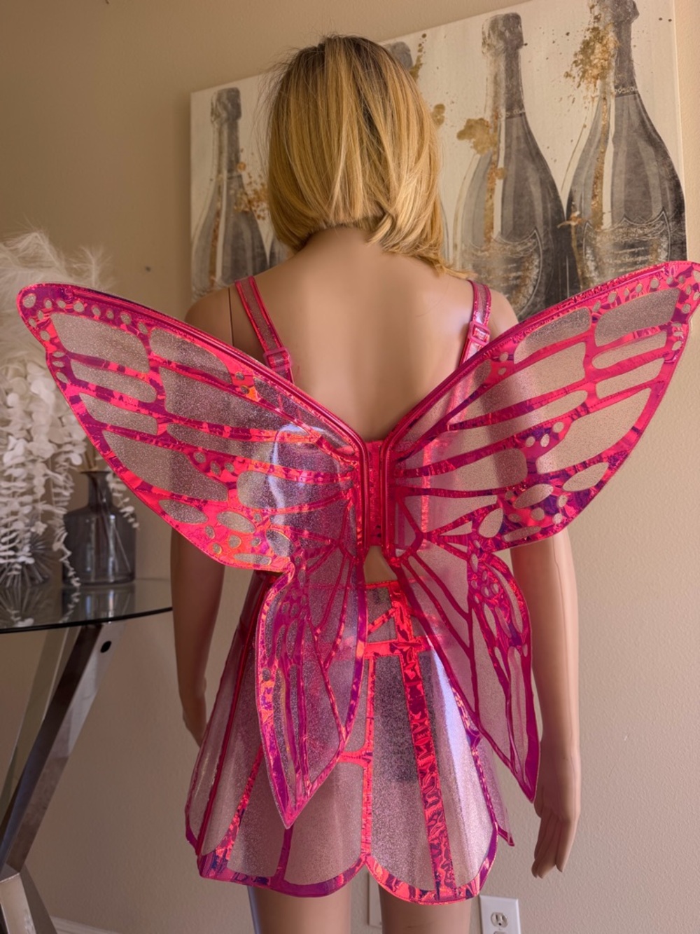 Dolls Kill Pink Iridescent Mesh Corset & Mini Skirt Set - Picture 7 of 13